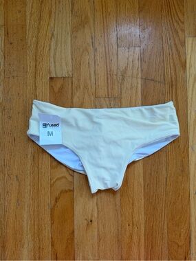 NWT Fused Women's Cream Bikini Bottom - Mid Rise Coverage